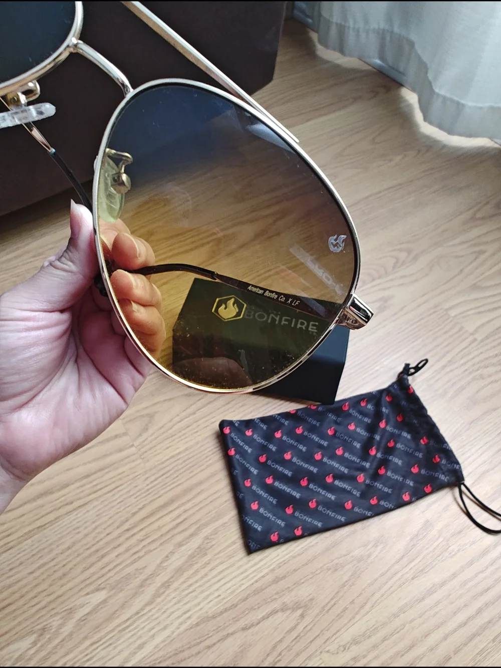 American Bonfire Co. Aviator Sunglasses Old-school Yellow Gold Metal Frame
